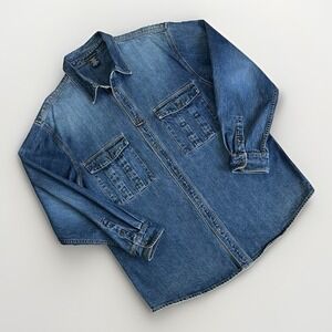 Vtg 80s Marithe Francois Girbaud Denim Jean Shirt Jacket Shacket Men XL Blue